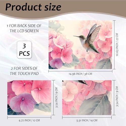 Laptop Skin 12.1-15.6 inch Removable Universal Reusable Laptop Sticker Decal,Waterproof No Residue Vinyl Cover,Scratch-Resistant Cuttable Full Wrap Sticker for Notebook, Pink Flower Hummingbird - color: Pink Flower Hummingbird