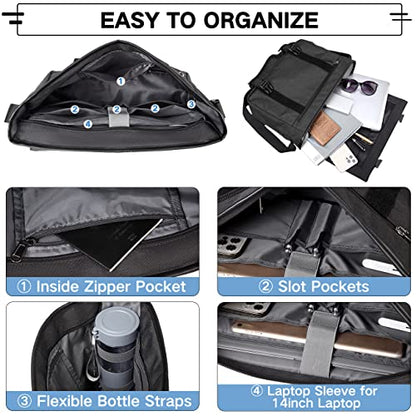 VASCHY Messenger Bag,Water Resistant Casual Lightweight Slim Crossbody Shoulder Bag for Men Women Work School for 14in Laptop - color: Black