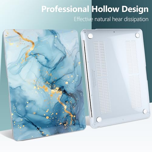 DONGKE for MacBook Air 13 Inch Case 2021-2018, Compatible with A2337 M1 A2179 A1932 Support Retina Display & Touch ID, Hard Shell Plastic Cover with Keyboard Skin - Blue Marble - color: Blue Marble