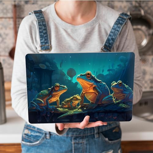 Universal Laptop Skin Sticker with 2 Wrist Pad Skins, Waterproof Scratch Resistant Vinyl Laptop Cover Decal, Cut to Fit for 11–15.6 Inch MacBook HP Dell Lenovo, Fantasy Green Frog - color: Fantasy Green Frog