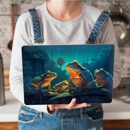 Universal Laptop Skin Sticker with 2 Wrist Pad Skins, Waterproof Scratch Resistant Vinyl Laptop Cover Decal, Cut to Fit for 11–15.6 Inch MacBook HP Dell Lenovo, Fantasy Green Frog - color: Fantasy Green Frog
