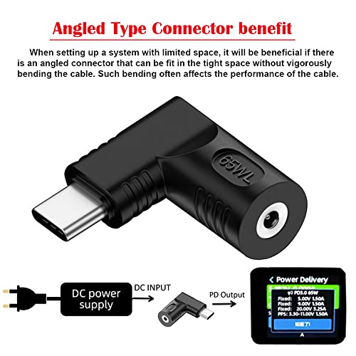 DC Jack 4.0x1.3mm Input to USB-C Type-C Angled 90 Degree Power Plug Charge Adapter for Laptop Phone - style: 4.0x1.3mm