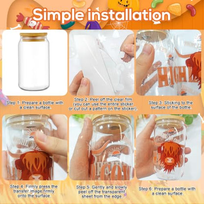 Rngmsi 20 Pcs Halloween UV DTF Cup Wrap Ghost UV DTF Stickers for 16 OZ | 3.1x3.1 Inch, Waterproof, Halloween Ghost Design, UVDTF Transfer Decals for Glasses Cups Mug DIY Crafts - style: Halloween
