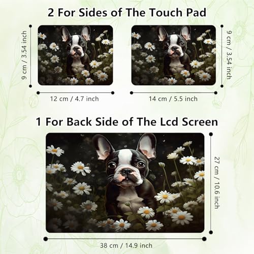 Laptop Skin Sticker Decal, Universal Reusable Vinyl Laptop Cover for 12" 13" 13.3" 14" 15" 15.4" 15.6" Notebook PC, Reusable Waterproof Scratch-Resistant with 2 Wrist Pads,Boston Terrier Dog - color: Boston Terrier Dog