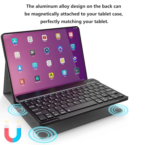 Ultra-Slim Small Bluetooth Keyboard for iPad, Portable Rechargeable Wireless Keyboard for iPad Air, iPad Pro, iPad mini iPhone Android Samsung Tablet Cell Phone Smartphone (Black)