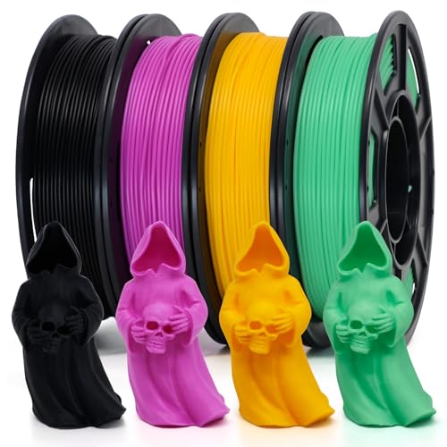 Matte TPU Filament 1.75mm, 4×250g Multi-Color Set – Shore 95A Flexible TPU, Low-Gloss Matte Finish, Minimal Layer Lines, Rigid Matte Spool, for Phone Cases, Wearables & Functional Parts - color: Matte Multi-color Bundle Tpu