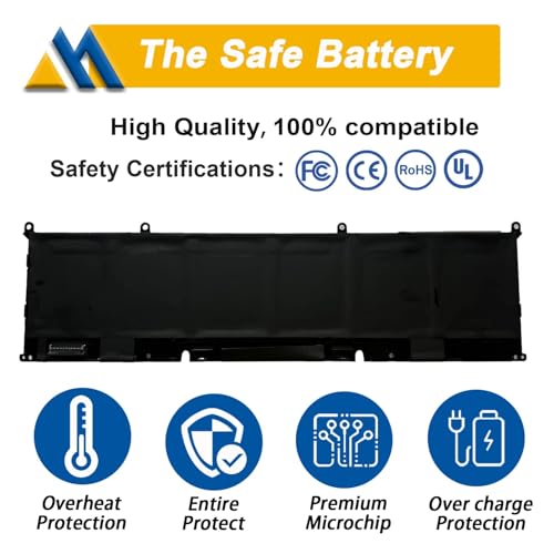 86Wh 69KF2 6-Cell Battery Replacement for Dell XPS 15 9500 9510 9520 G15 5510 5511 5515 5520 5521 Precision G5 G7 G16 M15 R3 R4 R5 R6 R7 M17 R3 R4 Inspiron 7510 7610 7620 P87F P91F 8FCTC 11.4V - size: 11.93*3.32*0.34 inch 69KF2
