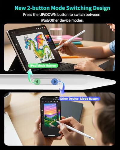 MEKO Stylus Pen for iPhone & Android & iPad, Dual-Mode Active Stylus | Dual-Mode Control, 2X Fast Charge,Fine Active Pencil for Smartphone Apple Switch Tablet All Touch Screen-White - color: White