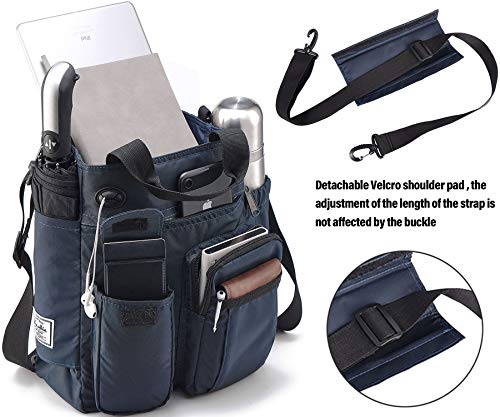 d'yallee Crossbody Messenger Bag Men Waterproof Shoulder Business Work Bag Nylon - color: Navy Blue