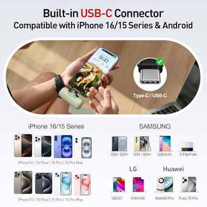 iWALK Portable Charger 5500mAh Next-Gen Small Power Bank 22.5W Fast Charging Battery USB-C Portable Phone Charger for iPhone 17/16/15 17 Plus 17 Pro Max iPad, Samsung Galaxy S25 S24 S23 Android, Green - color: Green