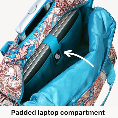 Olympia U.S.A. Deluxe Lightweight Rolling Overnighter Case Overnight Laptop Bag Weekender Travel Carry-On Suitcase Luggage with Wheels and Adjustable Push-Down Handle - color: Blue Paisley