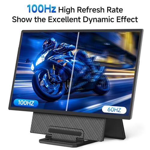 Large Portable Monitor 24 inch - 1080P FHD 100Hz Travel Monitor, 125% sRGB IPS Laptop Screen Extender, VESA Compatible, Height Adjustable Detachable Stand with USB-C HDMI for Work Gaming Office Home - size: 24 inch FHD