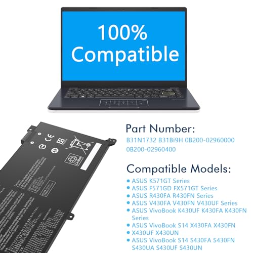 B31N1732 B31Bi9H Laptop Battery Compatible with Asus VivoBook X430UF X430UN X430FA X430FN S430UA S430FN S14 K430FN K430UF R430FA R430FN S4300UF V430UF V430FN F571GD FX571GT - color: B31N1732