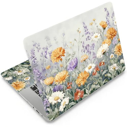 Laptop Skin 12.1-15.6 inch Removable Universal Reusable Laptop Sticker Decal,Waterproof No Residue Vinyl Cover,Scratch-Resistant Cuttable Full Wrap Sticker for Notebook, Pastel Meadow Flower - color: Pastel Meadow Flower