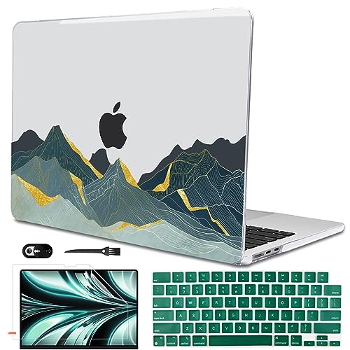 for 2022 2023 2024 2025 2026 MacBook Air 13 inch Case M5 A3449 M4 A3240 M3 A3113 M2 A2681, Crystal Plastic Hard Shell Case Keyboard Cover for Mac Air 13.6 M5 2026 Chip, Circling Mountain - color: Circling Mountain