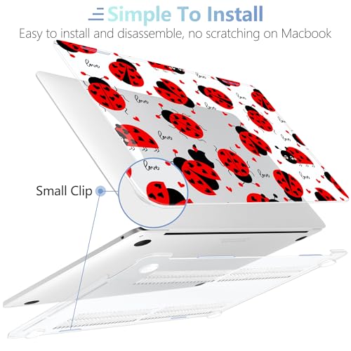 MEEgoodo for M2 MacBook Pro 13 inch Case 2022 2021 2020,Crystal Cover Fit Model A2338 M2/M1 A2251 A2289,Clear Case for 13.3-inch Laptop,Hard Shell for MacBook Pro M2, Cute Ladybug - color: Cute Ladybug