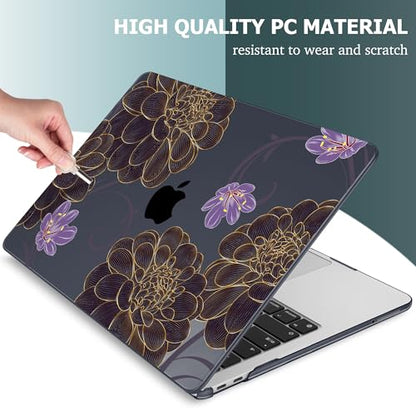 Mektron Case for 2026 MacBook Neo 13-inch A18 Pro chip A3404 Laptop Cover with 13-inch (Diagonal) Liquid Retina Display+ Keyboard Cover+ Screen Protector, Golden Dahlia Flowers - color: Golden Dahlia Flowers