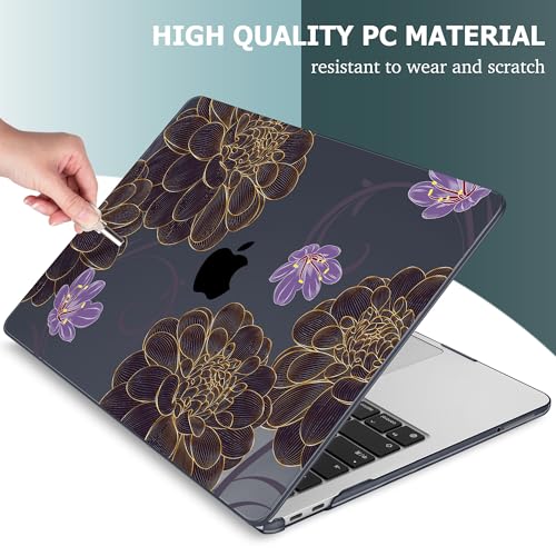 Mektron Case for 2026 MacBook Neo 13-inch A18 Pro chip A3404 Laptop Cover with 13-inch (Diagonal) Liquid Retina Display+ Keyboard Cover+ Screen Protector, Golden Dahlia Flowers - color: Golden Dahlia Flowers
