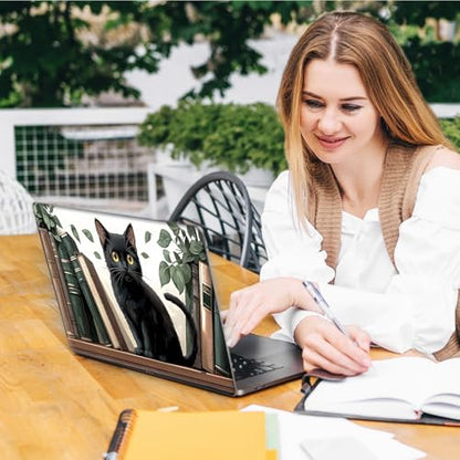 Laptop Skin Sticker Decal, Universal Reusable Vinyl Laptop Cover for 12" 13" 13.3" 14" 15" 15.4" 15.6" Notebook PC, Waterproof Scratch-Resistant with 2 Wrist Pads, Easy to Apply & Remove,Cat Bookshelf - color: Cat Bookshelf