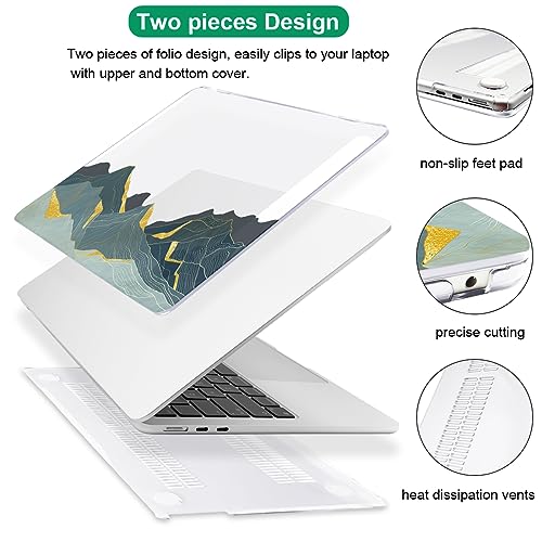 for 2022 2023 2024 2025 2026 MacBook Air 13 inch Case M5 A3449 M4 A3240 M3 A3113 M2 A2681, Crystal Plastic Hard Shell Case Keyboard Cover for Mac Air 13.6 M5 2026 Chip, Circling Mountain - color: Circling Mountain