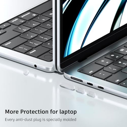 ProElife 7-Pcs Anti Dust Dirt Plug for MacBook Air 13 15 M5 Accessories | Clear, Protective Laptop Silicone Anti Dirt Protective Cover, Durable & Reusable, Custom Fit Design, Easy to Apply and Clean - color: Clear
