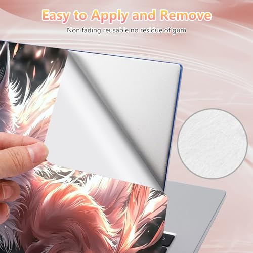 Laptop Skin Sticker Decal 12" 13" 13.3" 14" 15" 15.6",Waterproof Scratch Resistant Vinyl,Reusable Easy to Apply,for MacBook HP Dell Notebooks Netbooks Laptop,2 Wrist Pads,Cute Pink Fox - color: Cute Pink Fox