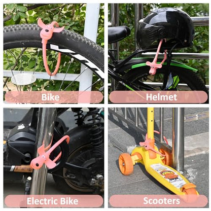 Bike Cable Lock with Keys,Silicone Covered Kids Cable Lock Cartoon Lock,2 Feet Lock for Bike,Door,Skateboard,Helmet and More(Light Pink, Large) - color: Light Pink