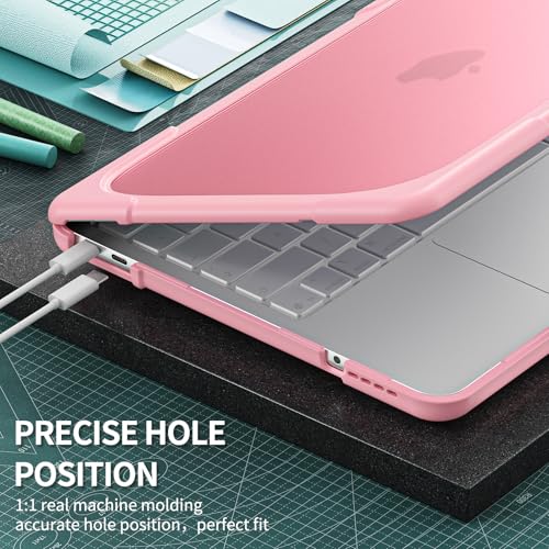 Batianda Heavy Duty Case for MacBook Neo 13 Inch 2026, Blush | Fits Model A3404 A18 Pro Chip, Ergonomic Foldable Stand Holds 22lbs, TPU Bumper, Matte Translucent Shockproof Hard Shell - color: Blush