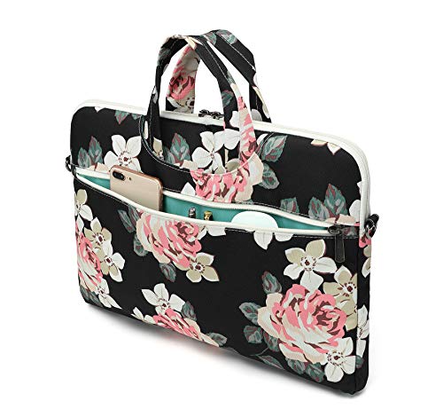 15 inch White Rose Water Resistant Laptop Shoulder Messenger Bag Sleeve Case for MacBook Pro 16 inch and 15 inch-15.6 inch laptop - color: ‎white Rose