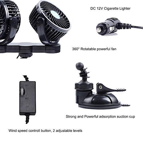 PME 12V Dual-Head Powerful Auto Fan (suction cup)