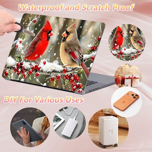 Laptop Skin Sticker Decal 12" 13" 13.3" 14" 15" 15.6",Waterproof Scratch Resistant Vinyl,Reusable Easy to Apply,for MacBook HP Dell Notebooks Netbooks Laptop,2 Wrist Pads,Cardinal Bird Tree - color: Cardinal Bird Tree