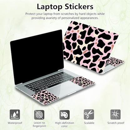Laptop Skin Sticker Decal, Universal Reusable Vinyl Laptop Cover for 12" 13" 13.3" 14" 15" 15.4" 15.6" Notebook PC, Reusable Waterproof Scratch-Resistant with 2 Wrist Pads,Black Cow Print - color: Black Cow Print