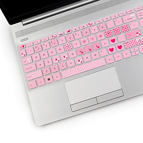 2PCS Keyboard Cover for HP Laptop 15-db/da 15-dw 15-dy 15-bs/bw 15-ef 15t 15z 15.6 15-dy2076nr dy1043dx dy2056ms dy2093dx dy1731ms dy2021nr 15-dw3033dx dw3125od dw0083wm dw3125st dw1001 15-db0011dx - color: Lovly+Clear