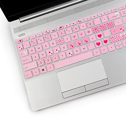 2PCS Keyboard Cover for HP Laptop 15-db/da 15-dw 15-dy 15-bs/bw 15-ef 15t 15z 15.6 15-dy2076nr dy1043dx dy2056ms dy2093dx dy1731ms dy2021nr 15-dw3033dx dw3125od dw0083wm dw3125st dw1001 15-db0011dx - color: Lovly+Clear