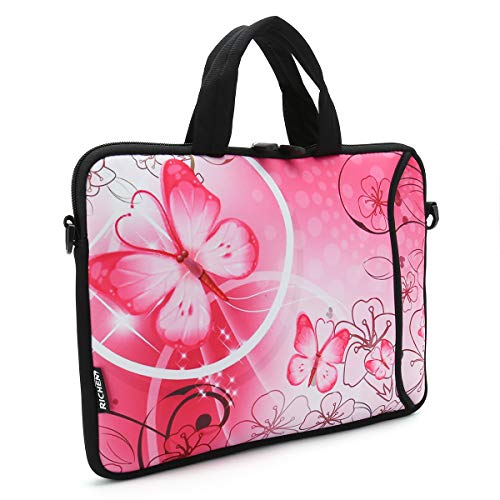 10 inch Messenger Bag Carrying Case Sleeve with Handle Accessory Pocket Fits 7 to 10-Inch Laptops/Notebook/Kids tablet (7-10.2 inch, Pink Butterfly) - color: Pink Butterfly, size: 7-10.2 inch