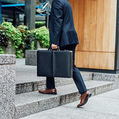 Alpine Swiss Mens Briefcase | Expandable Genuine Leather Attache Briefcase For Men | Dual Combination Lock Business Case