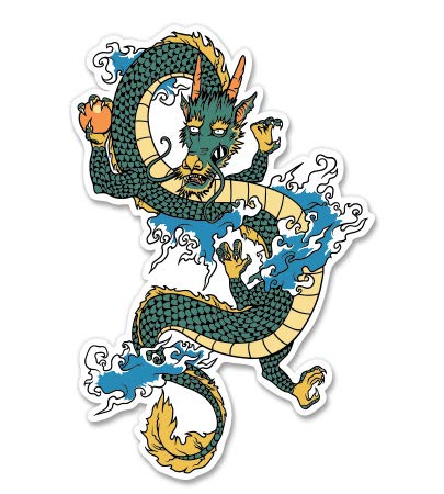 Japanese Dragon - Vinyl Sticker Waterproof Decal - size: 3"