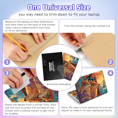 Universal Laptop Skin Sticker Decal, Compatible with MacBook HP Dell Lenovo 12"-15.6", Reusable Vinyl Notebook Cover 3PCS Set, High-Recognition Film-Ocean Dolphin - color: Ocean Dolphin