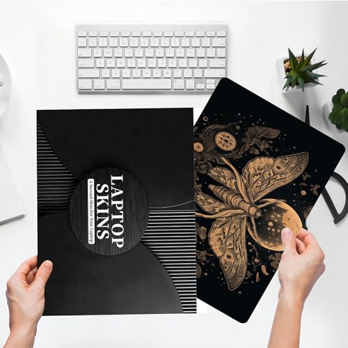 Universal Laptop Skin Sticker with 2 Wrist Pad Skins, Waterproof Scratch Resistant Vinyl Laptop Cover Decal, Cut to Fit for 11–15.6 Inch MacBook HP Dell Lenovo, Goth Moth - color: Goth Moth