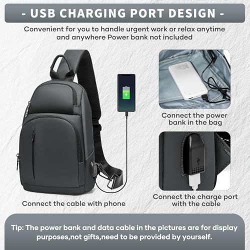 Messenger bag for Men,Small Sling Crossbody Backpack Shoulder Bag for Men Women,canvas Strap Backpack Sling Bag - color: C1-grey