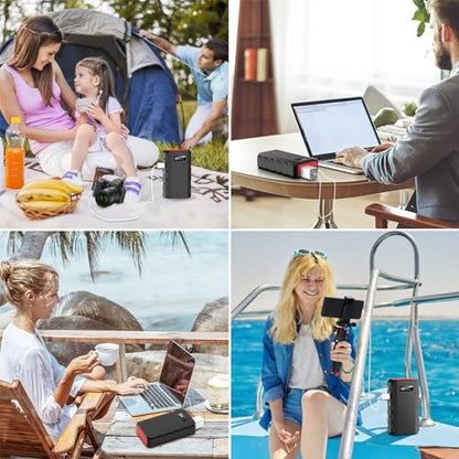 Portable Power Station with AC Outlet 120V, 24000mAh Laptop Charger Bank | Powkey 86Wh Solar Generator (Excludes Solar Panel) Lithium Battery Power 65W AC for Camping Emergency Backup - color: Black