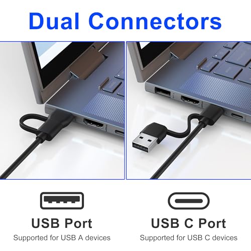 USB C/A Smart Card Reader and Memory Card Adapter 7 in 2 CAC Reader- Military CAC, SIM, SD/TF/MS Pro Duo/M2/IC/PIV Card Reader for Windows/Mac/Linux, Plug and Play