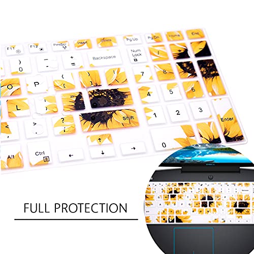 Silicone Keyboard Cover Skin for Dell Inspiron 15 3000 5000 Series/Inspiron 17 3000 Series/Inspiron 17 7786 /G3 15 17 Series/G5 15 Series/for Dell G7 15 17 Series-Sun Flower - color: Sun flower