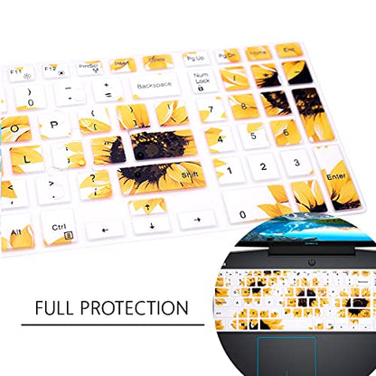 Silicone Keyboard Cover Skin for Dell Inspiron 15 3000 5000 Series/Inspiron 17 3000 Series/Inspiron 17 7786 /G3 15 17 Series/G5 15 Series/for Dell G7 15 17 Series-Sun Flower - color: Sun flower
