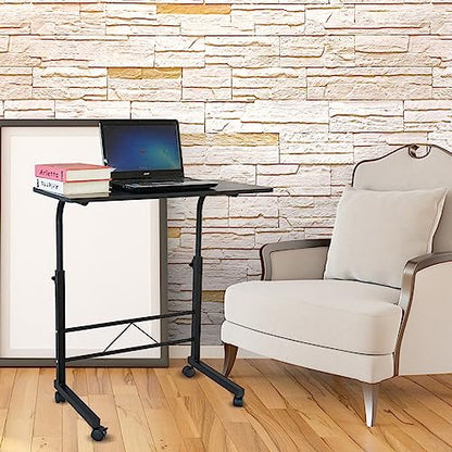 Karl home Side Table Mobile Standing Desk, 23.62" L x 15.75" W, Black | Adjustable Height, Portable Laptop Table, TV Tray Computer Workstation, Sofa Bed Table, For Home Office - size: 23.6"