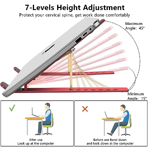 Laptop Stand, Computer Tablet Stand, Adjustable Aluminum Foldable Portable Laptop Holder Riser, Compatible with MacBook Air Pro, Lenovo, HP, Dell, More 10-15.6” Laptops and Tablets (Red) - color: D102 Red