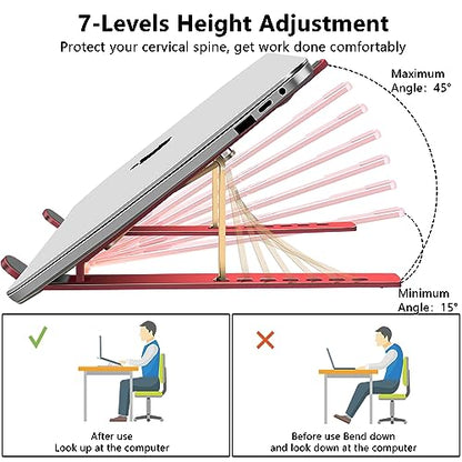 Laptop Stand, Computer Tablet Stand, Adjustable Aluminum Foldable Portable Laptop Holder Riser, Compatible with MacBook Air Pro, Lenovo, HP, Dell, More 10-15.6” Laptops and Tablets (Red) - color: D102 Red