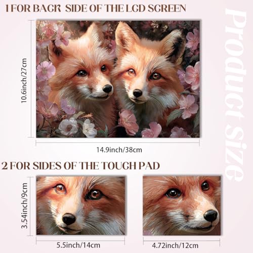 SUPERDANT Laptop Skin Sticker Flower Fox Laptop Decals Personalized Universal Notebook Computer Wrap Vinyl Skin Stickers Cover Art Decal Removable 12-15.6 Inch Waterproof Scratch-Resistant Gifts - style: Flower Fox