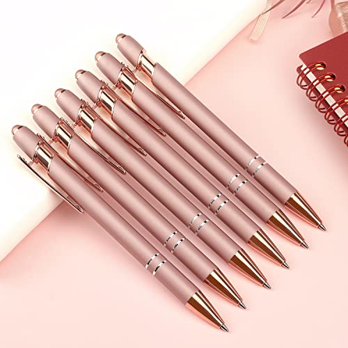 Bribobo 6 Pack Ballpoint Pen 2-in-1 Stylus, 1.0 mm Black Ink | Retractable Ballpoint Pen with Stylus tip, Metal Stylus Pen for Touch Screens - color: 6