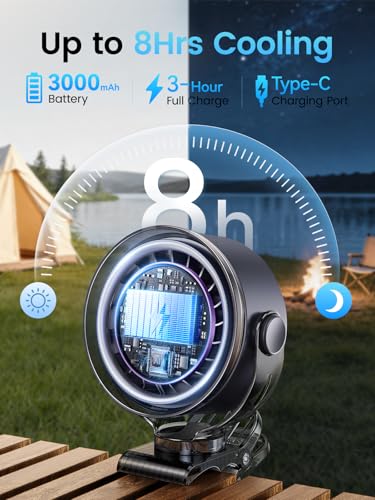 Clip on Fan, Rechargeable USB Fan with Sturdy Clamp, LED Display, 100 Speeds, 3000mAh Battery, 360° Rotation, 5.5 Inch Portable Fan for Stroller Bed Camping Treadmill Car Black - color: Black